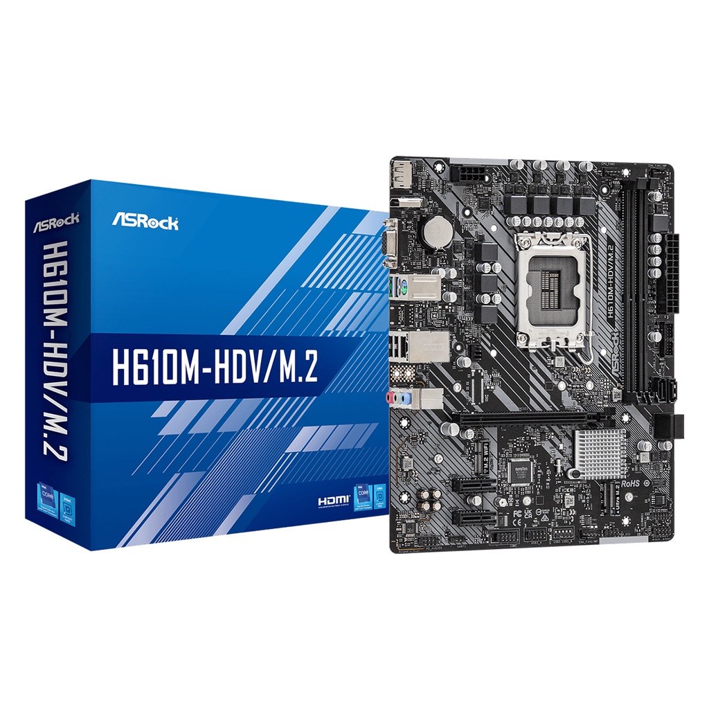 ASROCK MOTHERBOARD Intel Gen H610 mATX H610M-HDV/M.2 D5