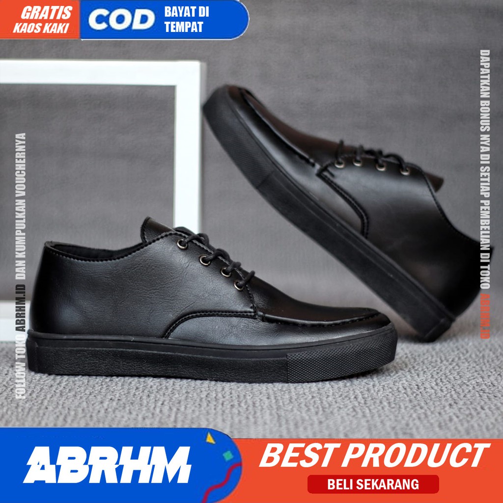 ABRHM X SAKA Sepatu Formal Pria Sepatu Pria Casual Pantofel Kulit Pu Premium Sepatu Kasual Cowok / Cowo Oxford Kerja Kantor Kuliah Kondangan Gaya Keren Kekinian Original Murah Terlaris