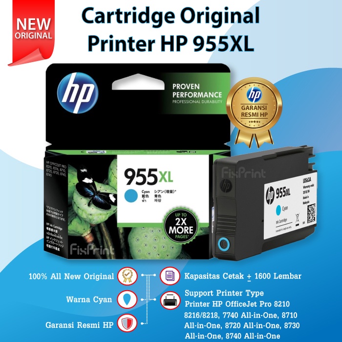 Cartridge Tinta HP 955XL 955 XL Printer 8710 8720 8730 8740 8745 8732M