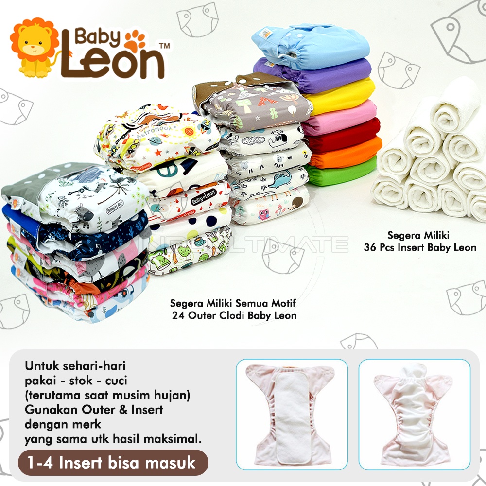 ORI BABY LEON Clodi PRINT+ INSERT popok kain bayi baby cloth diapers diaper newborn