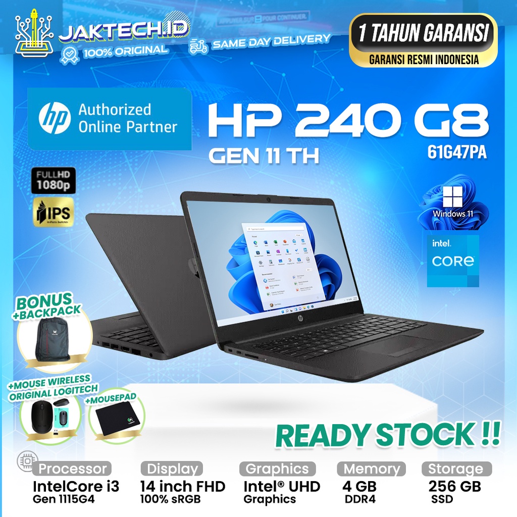 Laptop HP 240/250 G8 i3 1115G5 4GB/8GB 256/512GB SSD 14&quot; FHD W11