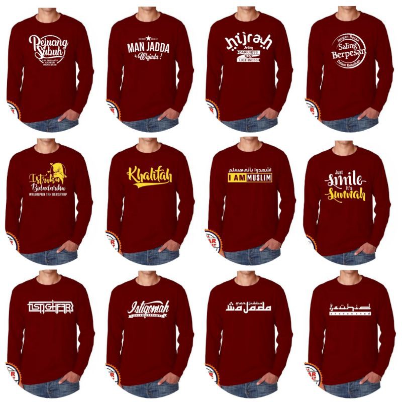 Kaos Dakwah Islami Lengan Panjang / Kaos Dakwah / Kaos Muslim / Kaos Santri / Kaos Pria / Distro-4