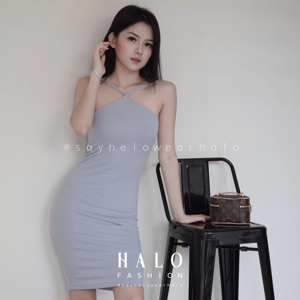 [HaloFashion] Jisoo Sexy Bodycon Dress Halter Dress Midi Dress Elegant Dress Korean Fashion-7