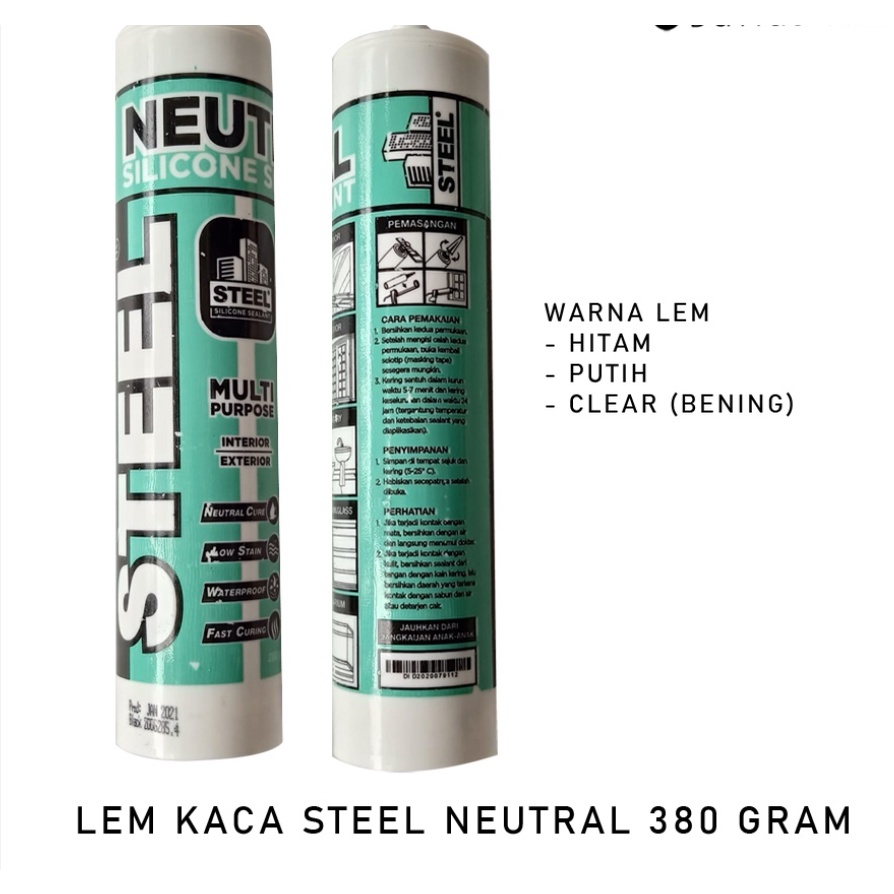 Lem Sealant Silikon Kaca Neutral Steel
