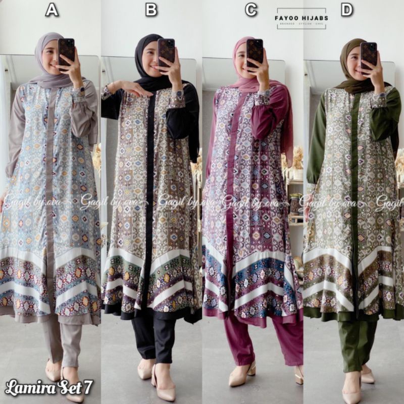 Lamira Set Ori Gagil - Setelan Tunik Celana Wanita Dewasa Bahan Katun Armany mix Toyobo Motif Batik