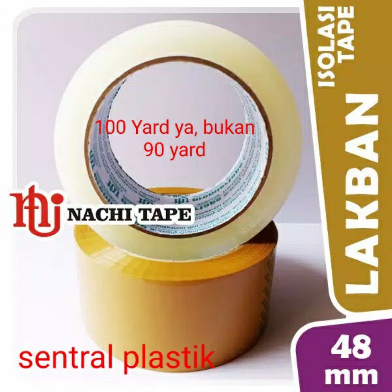 

Lakban Nachi besar bening coklat panjang 100 yard bukan 90 yard, Kualitas super