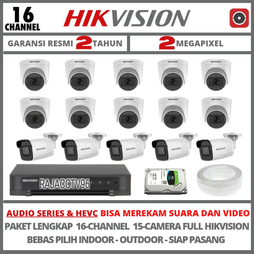 PAKET CCTV HIKVISION AUDIO SERIES 16 CHANNEL 15 CAMERA 2MP TURBO HD 1080P KAMERA CCTV