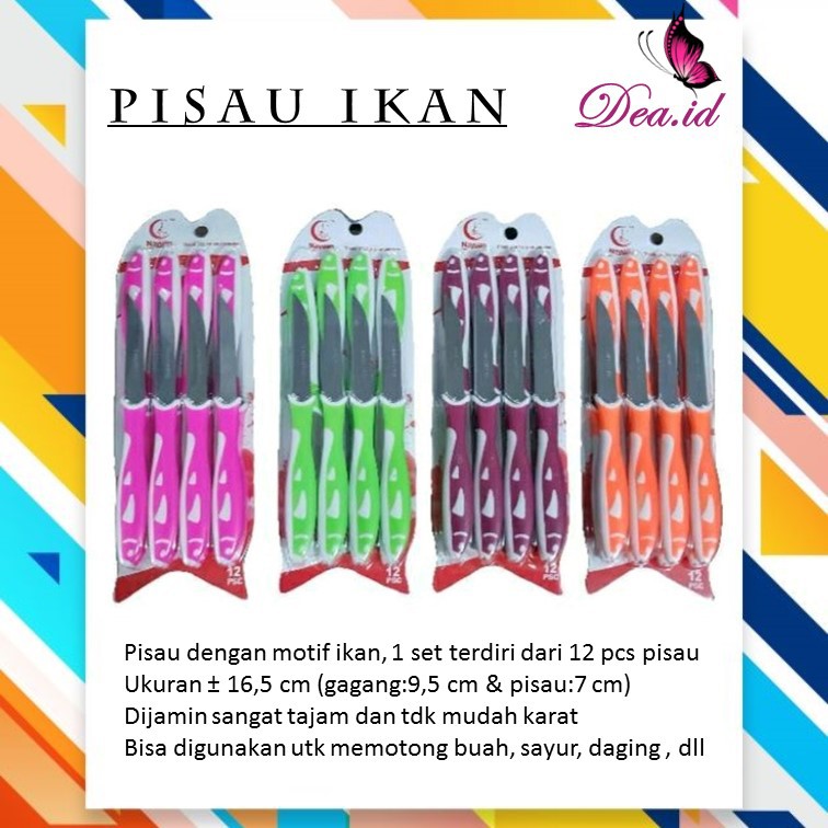 [DEASHOP] 1 LUSIN PISAU DAPUR MODEL IKAN / SET PISAU DAPUR / PISAU BUAH / PISAU DAGING / PISAU SAYUR TAJAM DAN BERKUALITAS