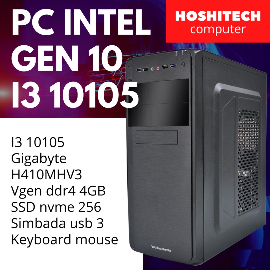 PC RAKITAN INTEL i5 i3 GEN10 DDR4 R4/R8/NVME 256 /GAMING RGB RESMI