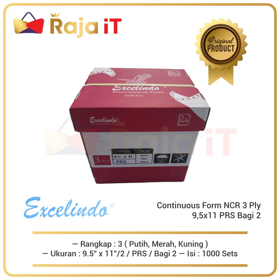 EXCELINDO Continuous Form 3Ply 9,5x11 PRS Bagi 2 Kertas NCR 3 Ply