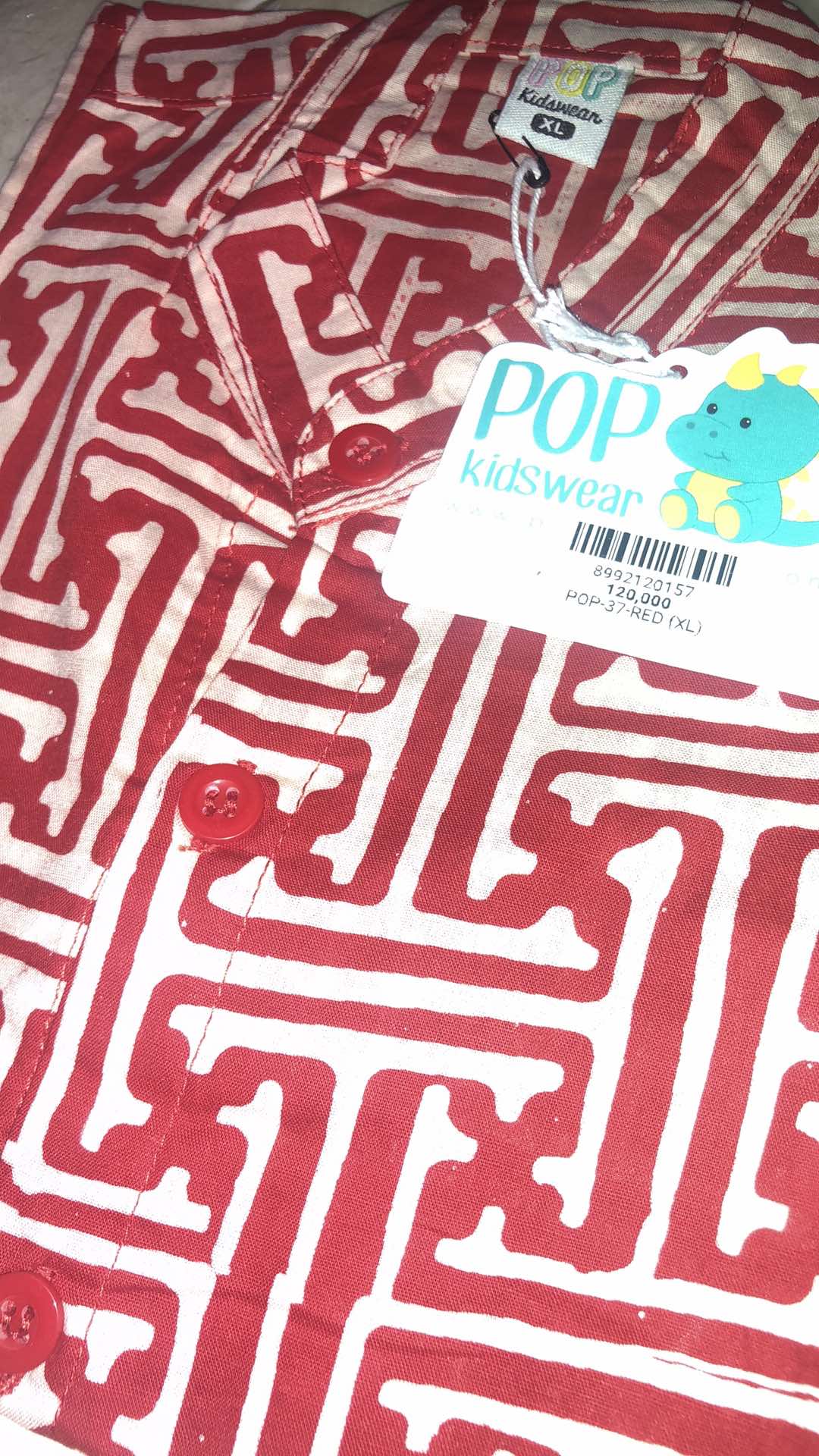 Pop Kidswear   Indra Batik - Kemeja Batik Anak 1-6 Tahun Merah