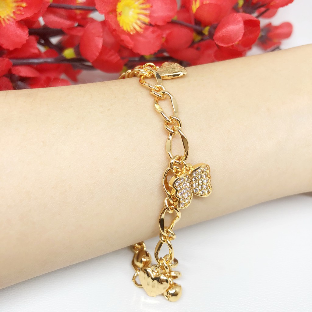 Gelang Xuping Rantai Charm Kupu-Kupu Mata Lapis Emas - BB221