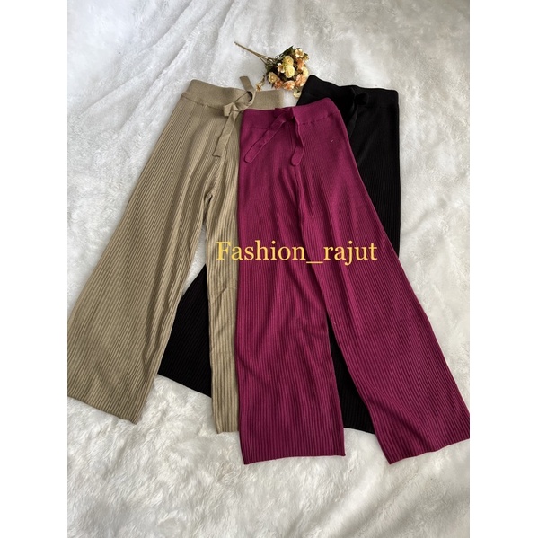 Celana Kulot Rajut Bahan Tebal