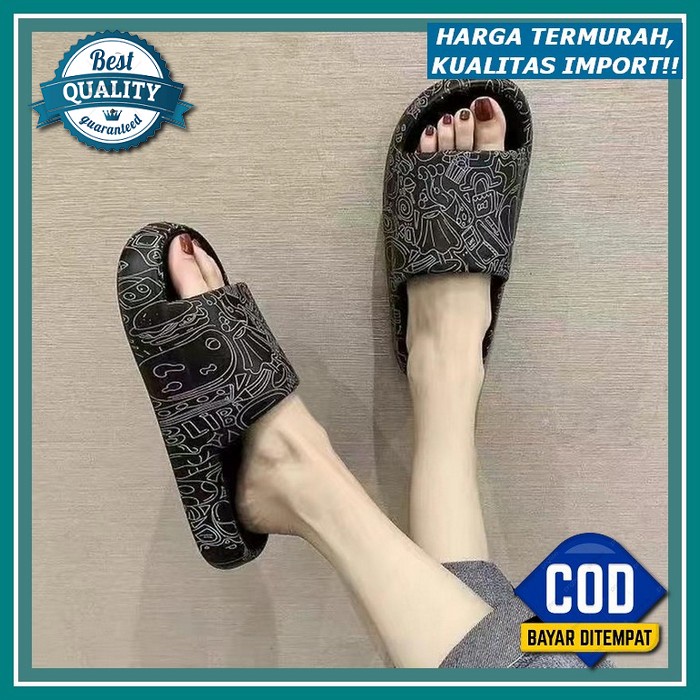 Sandal Import Selop Bahan Empuk Kekinian Cantik Bahan Premium Sandal Ringan Slip On Wanita Terbaru Slop Remaja Kekinian Termurah 2022 Ibu Kekinian Cantik Bahan Premium Sandal Wanita Pria Unisex Flip Flop Print / Sandal Wanita Pria Slip On Print / Sand