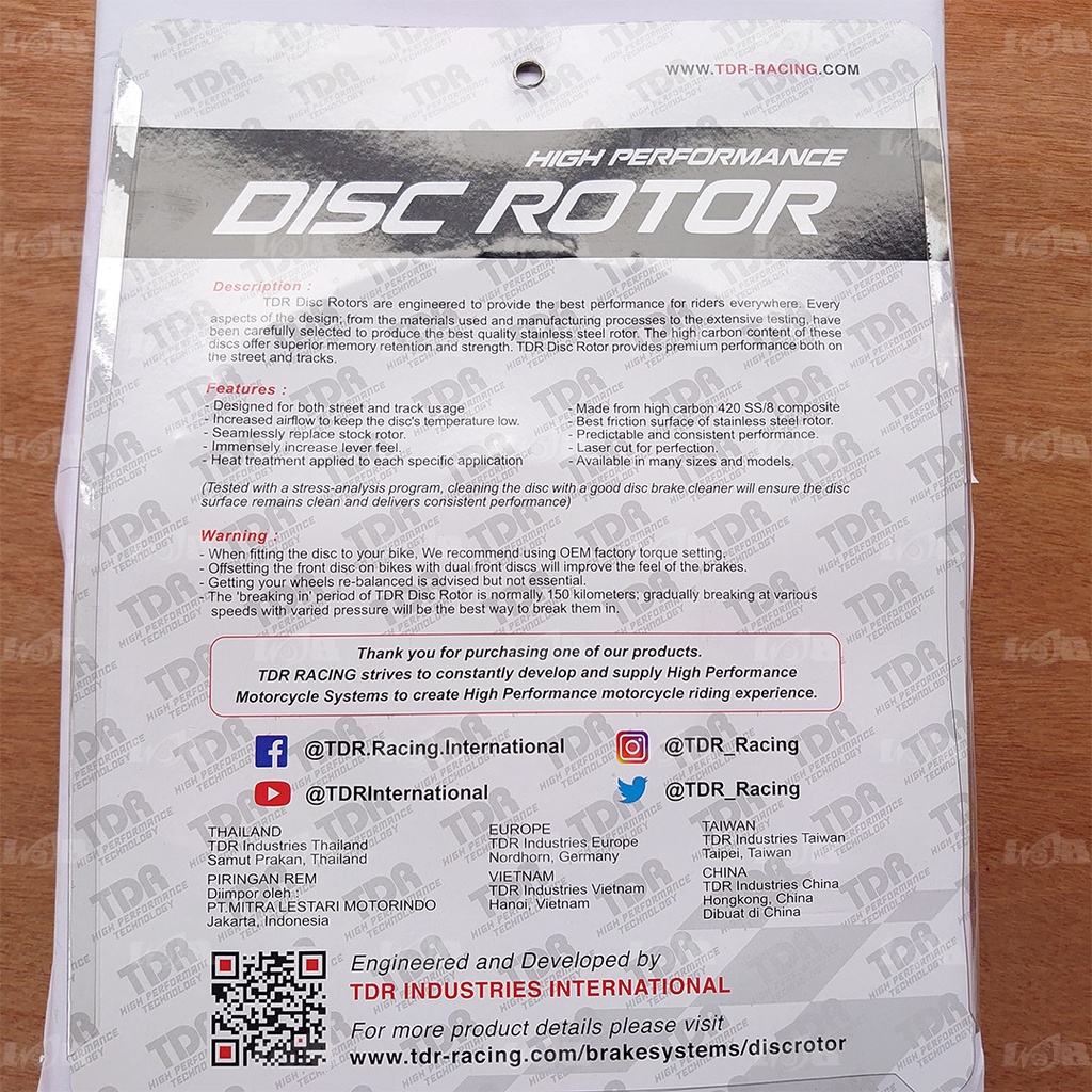 TDR Piringan Cakram Karisma Revo Supra X 125 Tmax Depan Racing Rotor Motor