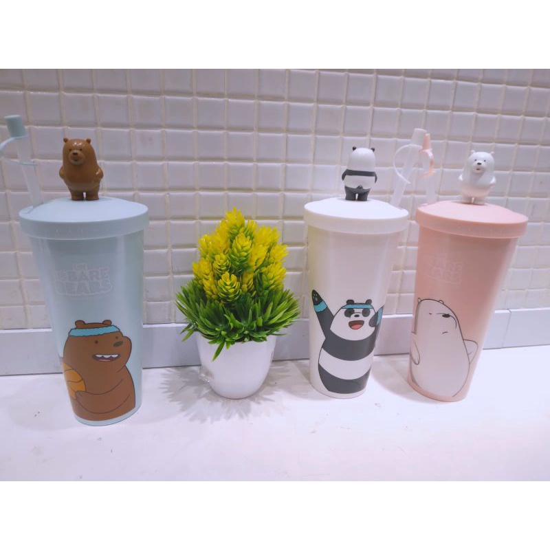 MINISO X WE BARE BEARS WATER BOTTLE WITH STRAW TYPE A