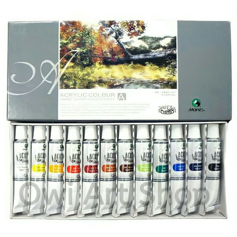 

Cat Akrilik Maries 12 Warna - Maries Acrylic Set 12x12ml - Cat Maries Cat Lukis Akrilik