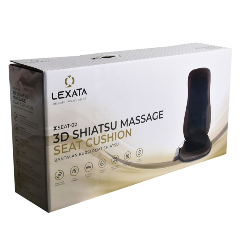 LEXATA Bantalan Kursi Pijat Shiatsu 3D02 Hitam/Cokelat