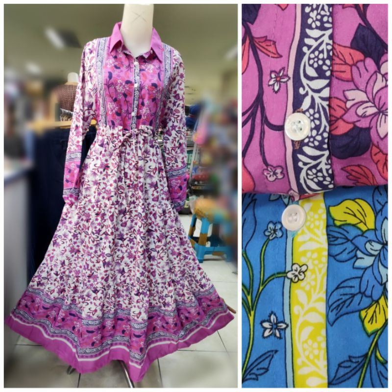 Gamis bangkok remaja wanita motif bunga import