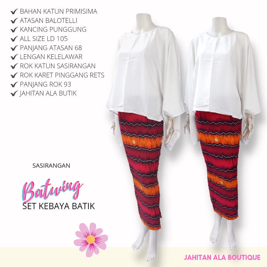 STELAN KEBAYA SASIRANGAN BATWING Stelan RnB Wanita Stelan Kebaya Modern