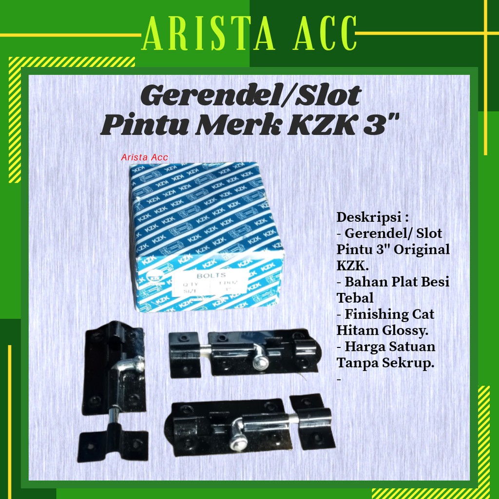 Grendel Pintu Gerendel / Selot Pintu Slot KZK 3&quot; Hitam