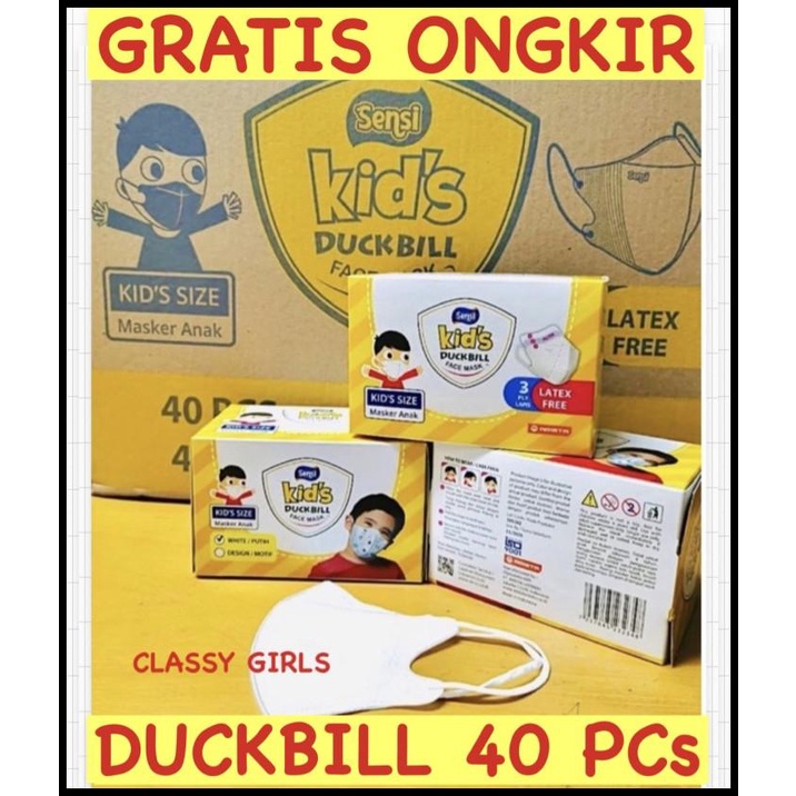 Sensi Kids Duckbill Isi 40 Masker Sensi Duckbill Anak