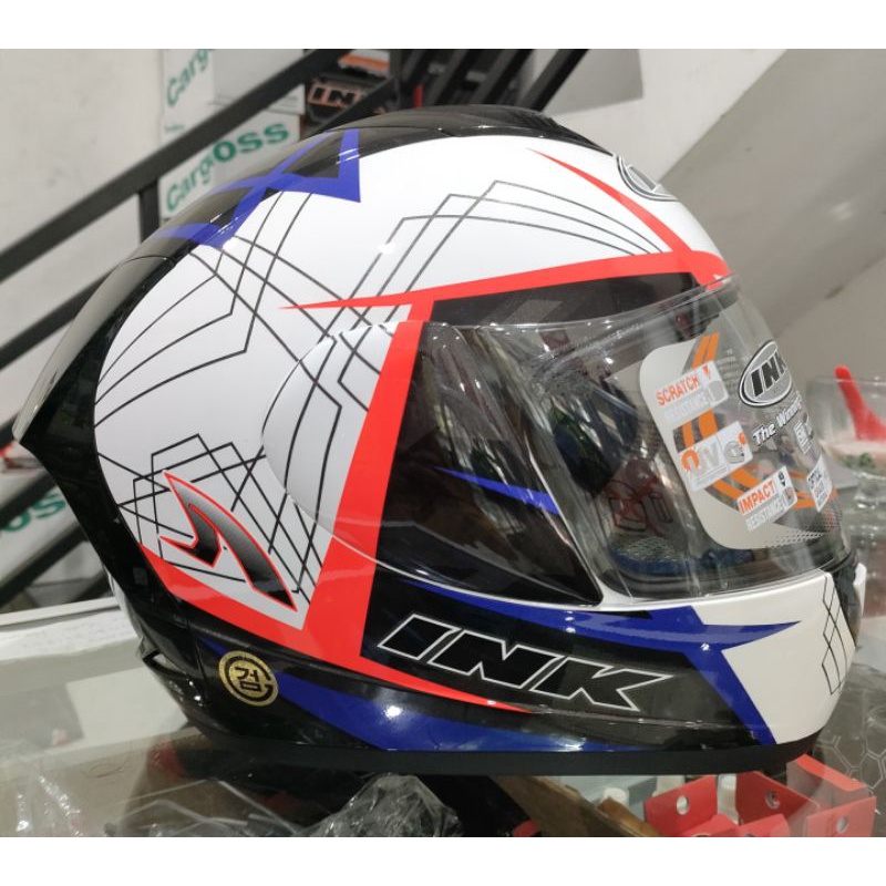 Helm INK CL Max #3 White/red/blue (ongkir termurah 2 kg)