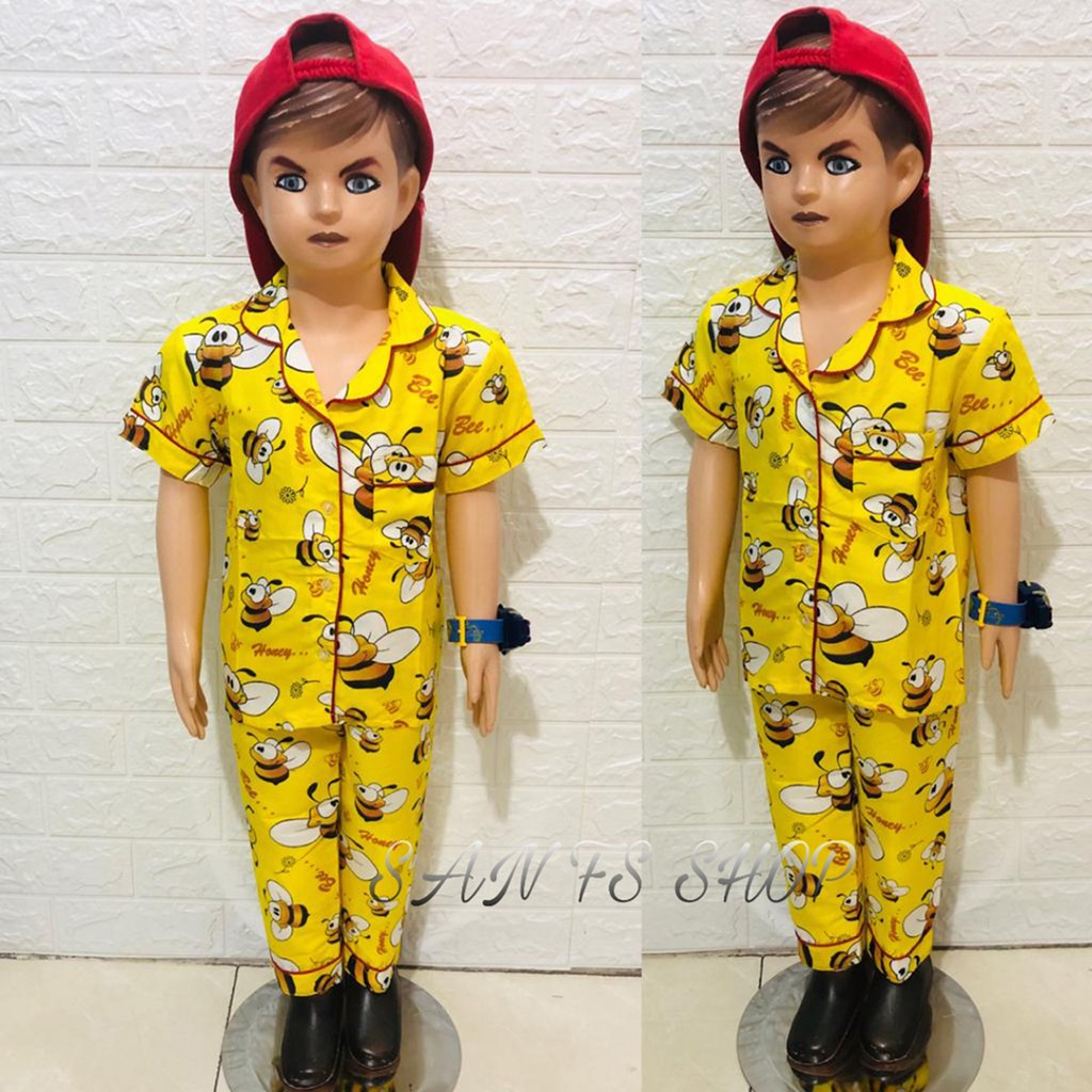 SAN FS SHOP - Baju Piyama Anak Cowok/cewek Motif Lebah Untuk 1-10 Tahun