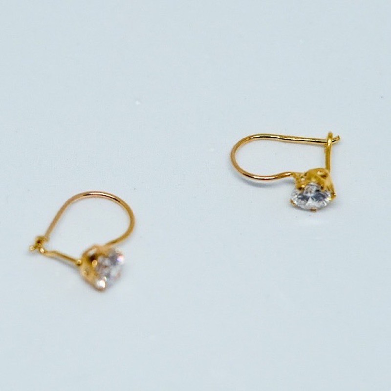 anting emas model desi mata putih kadar 6k