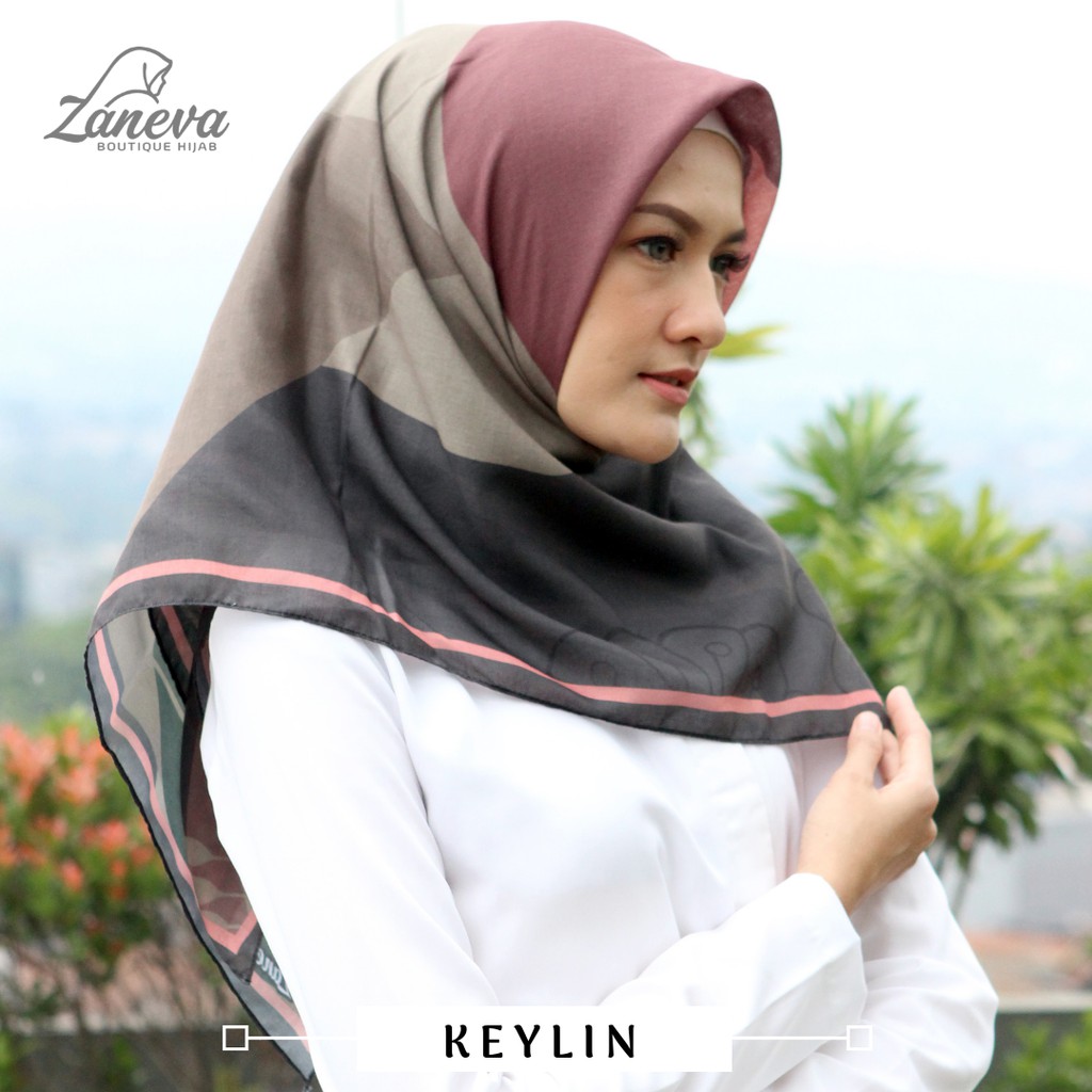Hijab Voal Printing / Hijab Segiempat Murah / Hijab Motif Keylin By Zaneva
