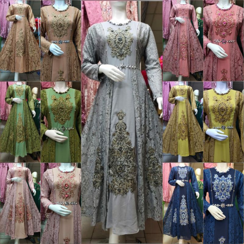 gamis fixi / gamis pesta / gamis kondangan / baju pesta mewah / baju gamis mewah