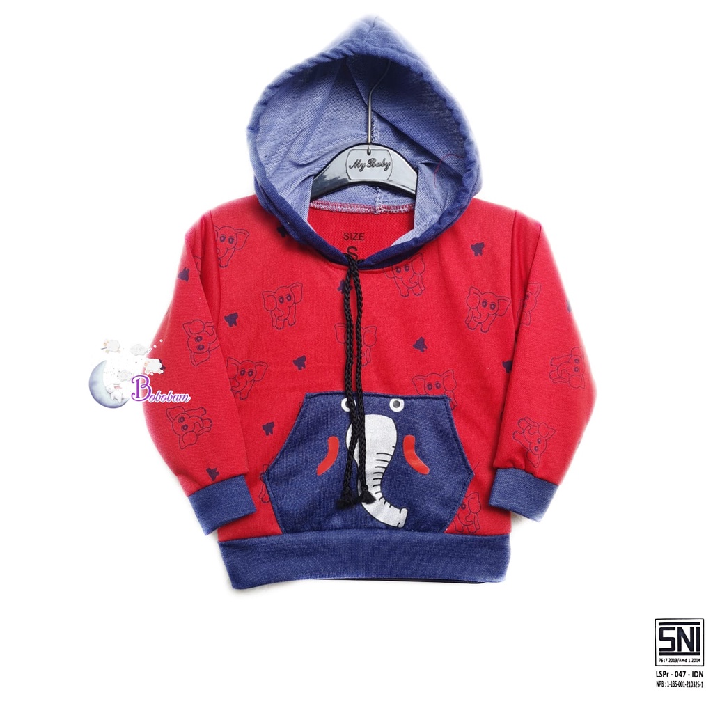 BAJU BAYI BOBOBAM GAJAH HOODIE ATASAN ANAK LAKI-LAKI HARGA GROSIR