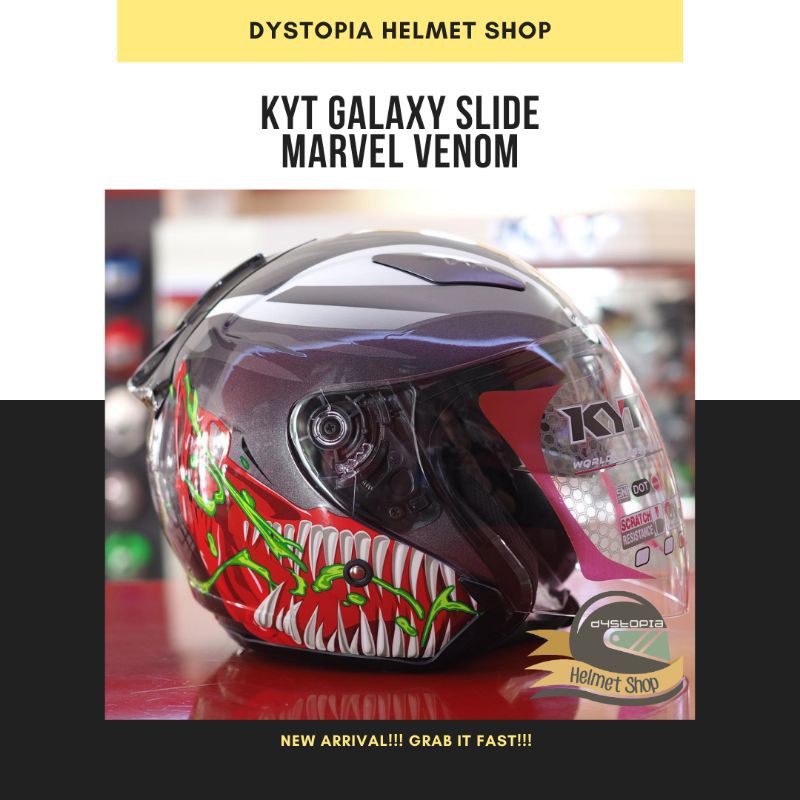KYT Galaxy Slide Venom Marvel Series Double Visor not KYT Venom Open DJ Maru Kyoto