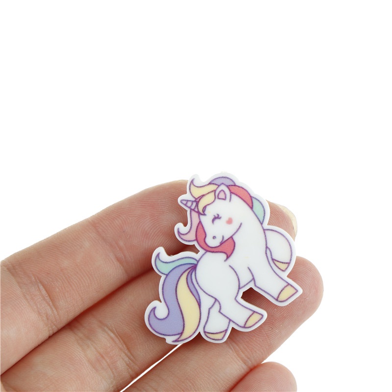 &lt; E2id &amp; &gt; 5pcs / Set Hiasan Bentuk Unicorn Bahan Resin Cabochon Untuk Dekorasi Casing Handphone DIY