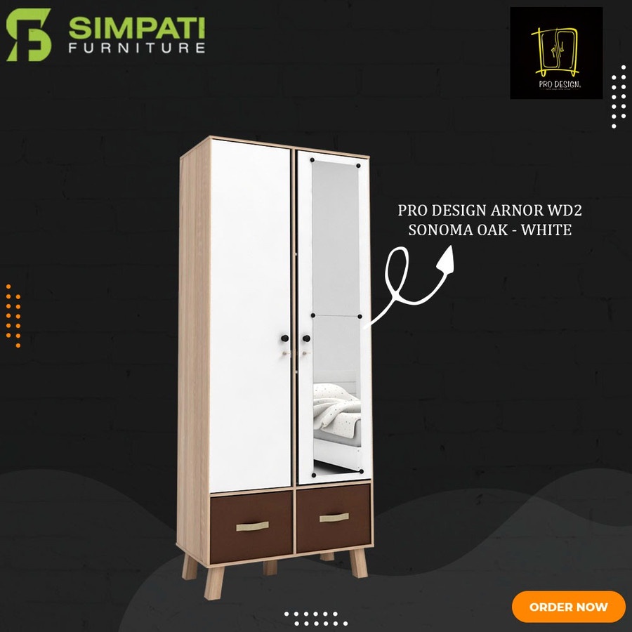 Lemari Pakaian 2 Pintu Pro Design Arnor WD2 Sonoma Oak
