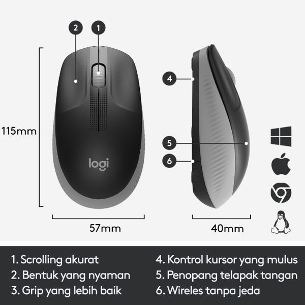 Fs Logitech Wireless Mouse M191 Mid Grey