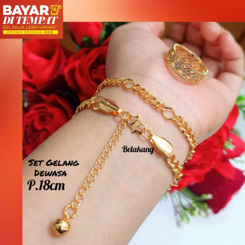 Perhiasan New Gelang Rantai+Cincin elegan permata zircon anti karat