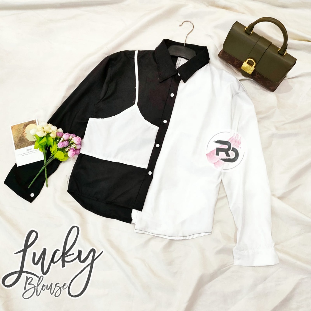 RD FASHION Lucky Blouse / Chess Playfull Assymetrical Top / Blouse Wanita