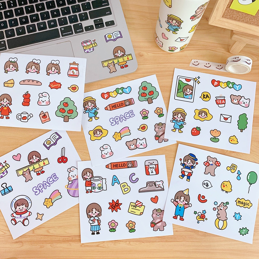 

[HARO] 1 Lembar Stiker Dekorasi Jurnal Hias Cute Cartoon Girl Bunny Aesthetic Journal Sticker Decor Scrapbook - Sutica