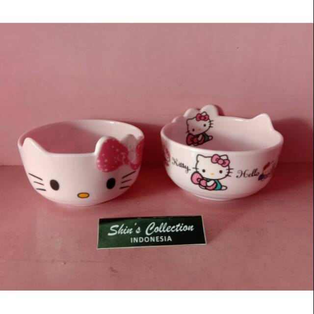 Mangkok melamin pink hello kitty