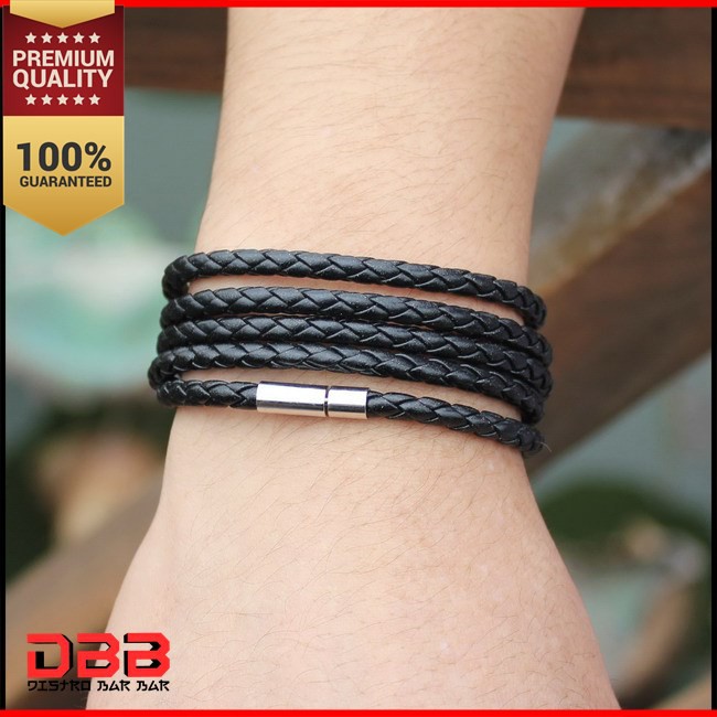 Gelang tali pria wanita simple elegant keren / gelang simpel / gelang simple Black