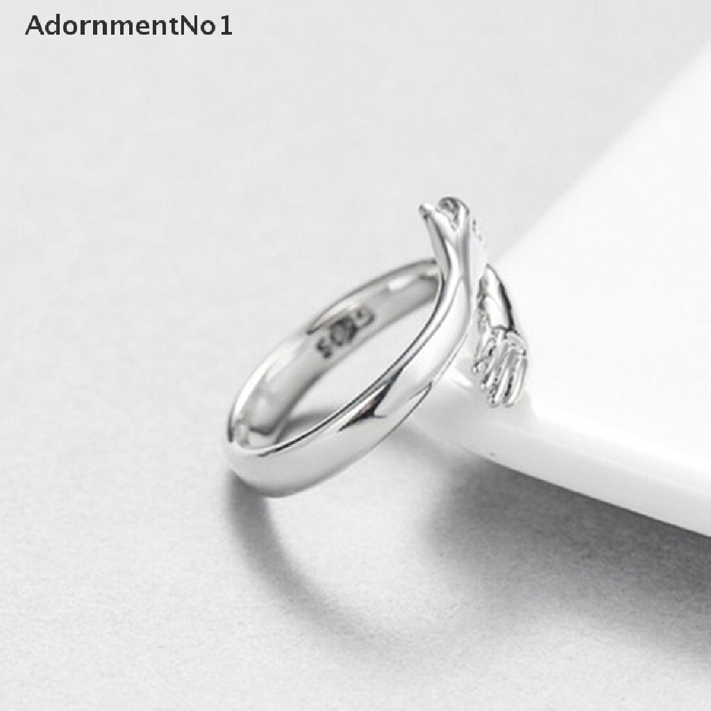 (AdornmentNo1) Cincin Model Terbuka Bahan sterling silver 925 Desain Hati Gaya retro Untuk Wanita