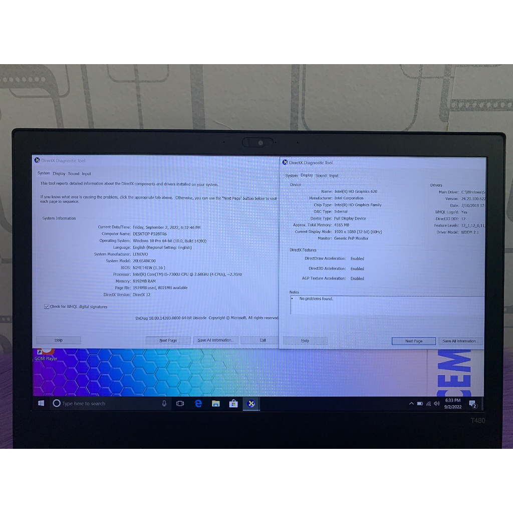 Lenovo T480 Core i5-7300U 8GB SSD 256GB Backlight Keyboard Full HD