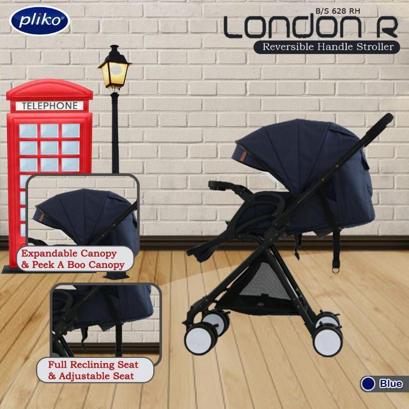 Stroller Pliko London R 628 Reversible Handle Hadap Ibu Kereta Dorong Bayi