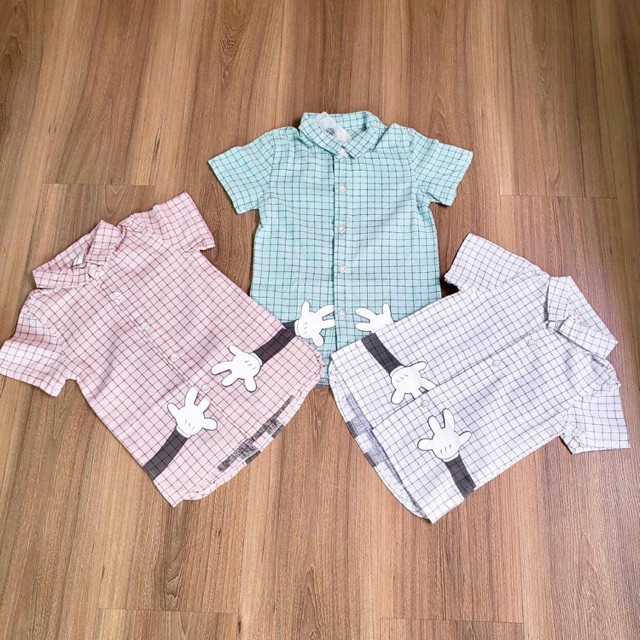 Baju laki laki kemeja anak bayi cowok mickey umur 1-6 tahun