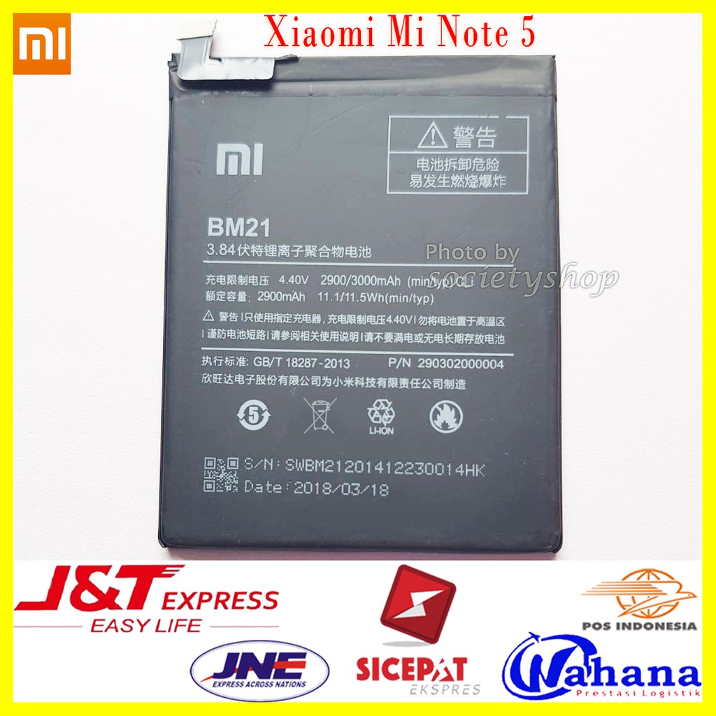 Baterai Xiaomi MI Note 5 Original Battery Bm21 Hp Xiomi Batre Batrei Batere Replacement Batray 21