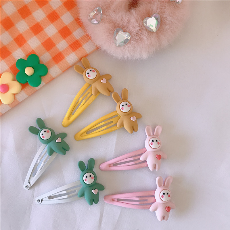 We Flower 1pc Jepit Rambut Bobby Pin Motif Kartun Kelinci / Hati Untuk Anak Perempuan