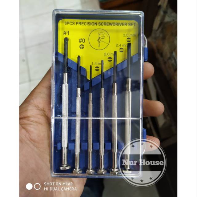 obeng set isi 6 ukuran kecil jam tangan kaca mata dll