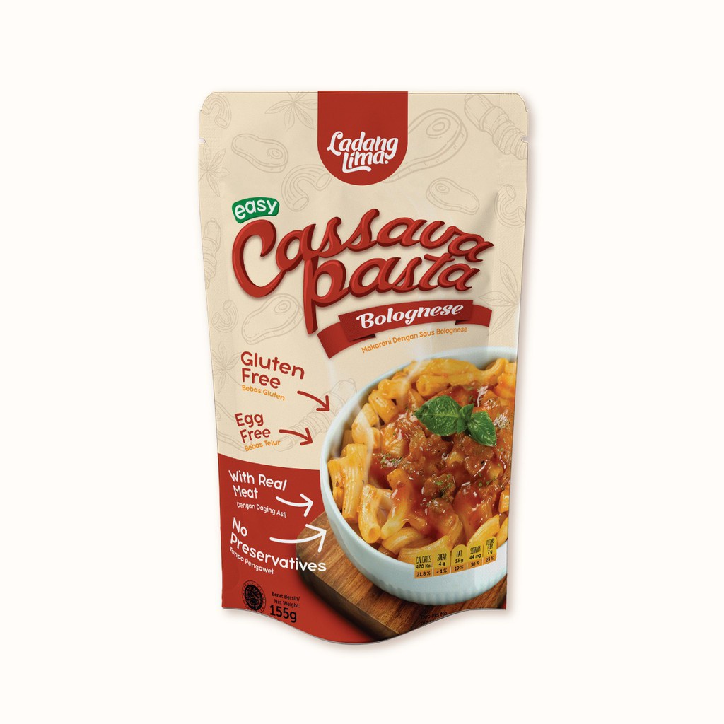 Pasta Bolognese 160 gr | Cassava Pasta Ladang Lima Healthy Food