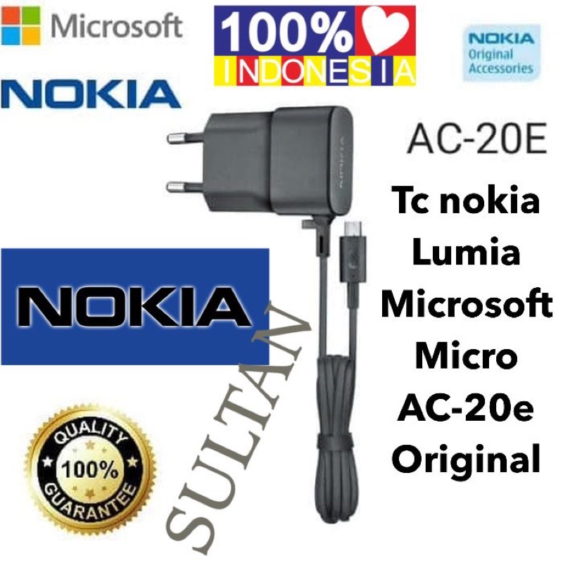 CHARGER NOKIA LUMIA MICROSOFT MICRO AC-20e PACKING PRESS ORIGINAL PROMO SEN